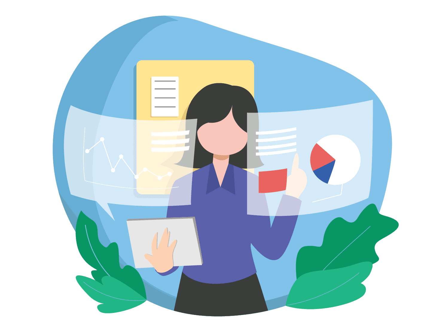 Illustration: Person looking at digital charts