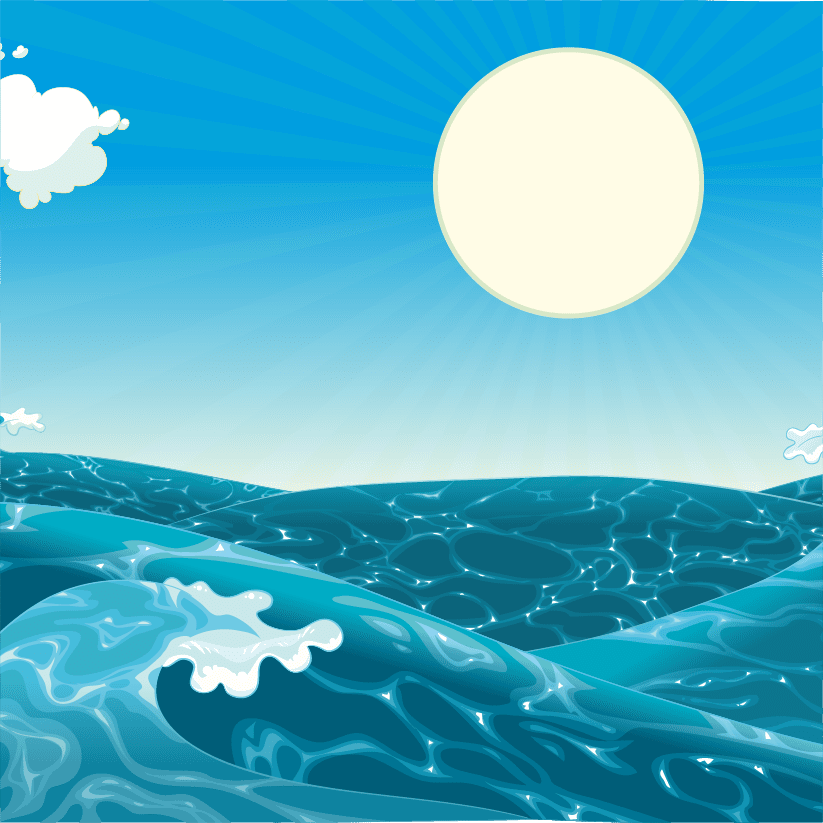 Illustration: Sun Over Ocean Waves