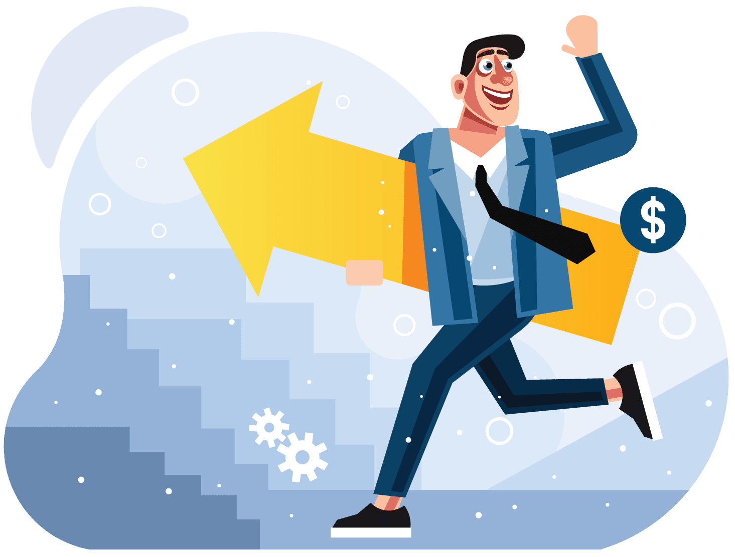 Illustration: Salesperson running toward goal