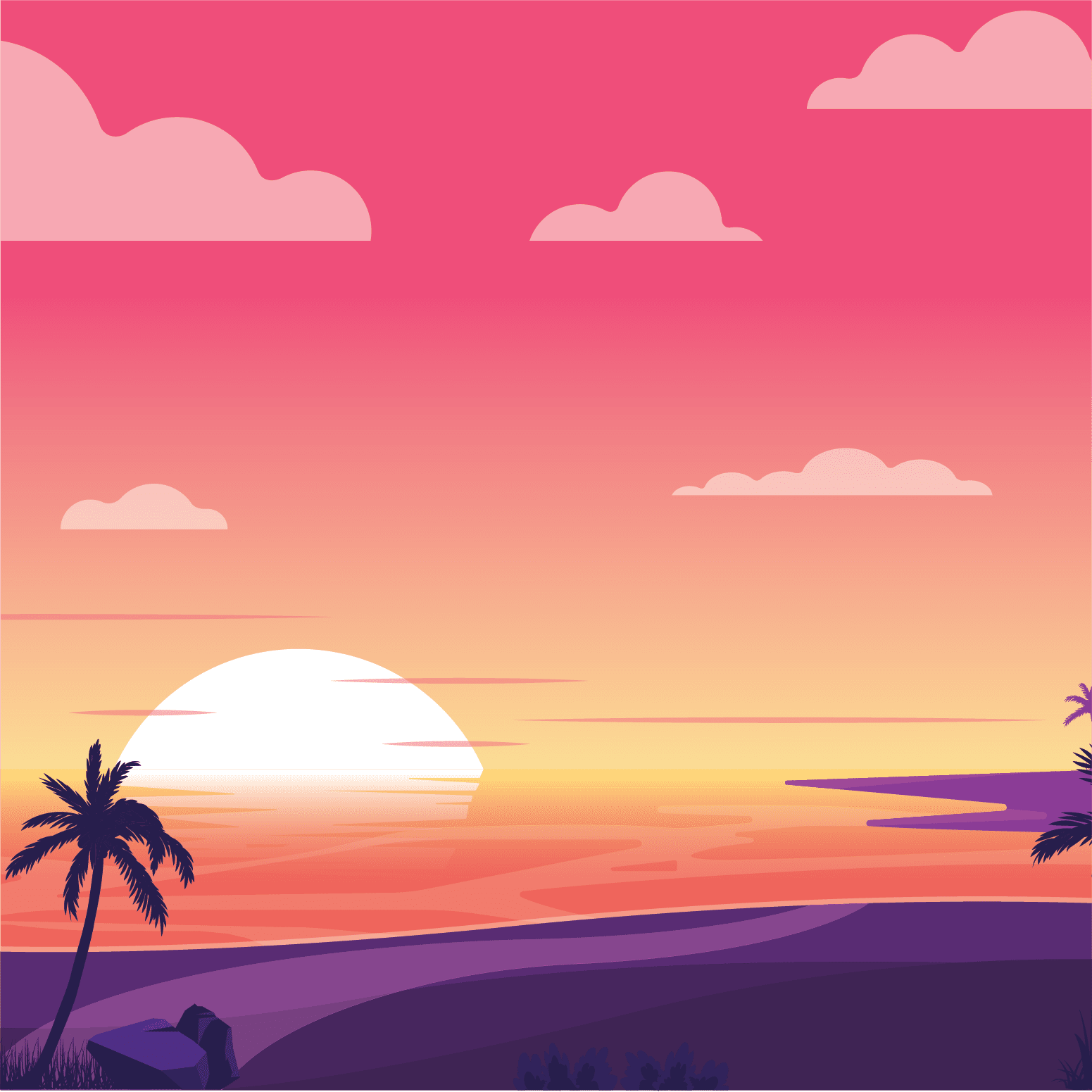 Illustration: Sunset from Beach
